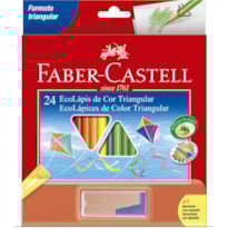 LÁPIS DE COR FABER CASTELL COM 24 CORES TRIANGULAR COM APONTADOR