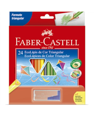 LÁPIS DE COR FABER CASTELL COM 24 CORES TRIANGULAR COM APONTADOR