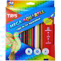 LÁPIS DE COR TRIS MEGA AQUARELL 24 CORES C/ PINCEL E APONTADOR