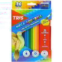LÁPIS DE COR TRIS MEGA AQUARELL 36 CORES C/ PINCEL E APONTADOR
