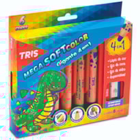 LÁPIS DE COR TRIS MEGA SOFT COLOR GIGANTE COM APONTADOR E PINCEL