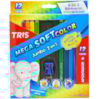 LÁPIS DE COR TRIS MEGA SOFT JUMBO 12 CORES C/ APONTADOR