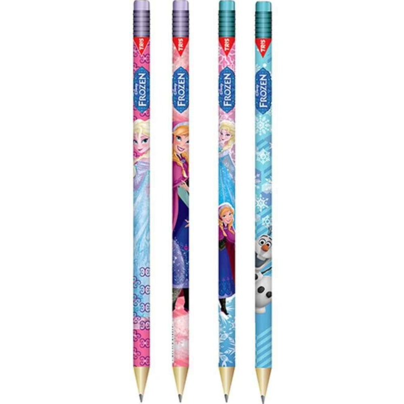LAPIS PRETO TRIS FROZEN COM BORRACHA SORTIDO