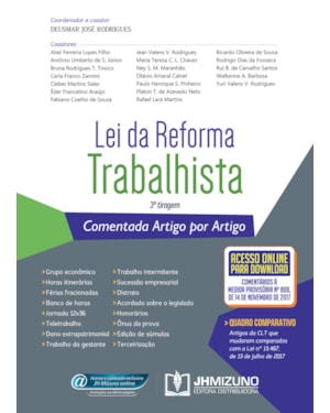 LEI DA REFORMA TRABALHISTA COMENTADA ARTIGO POR ARTIGO