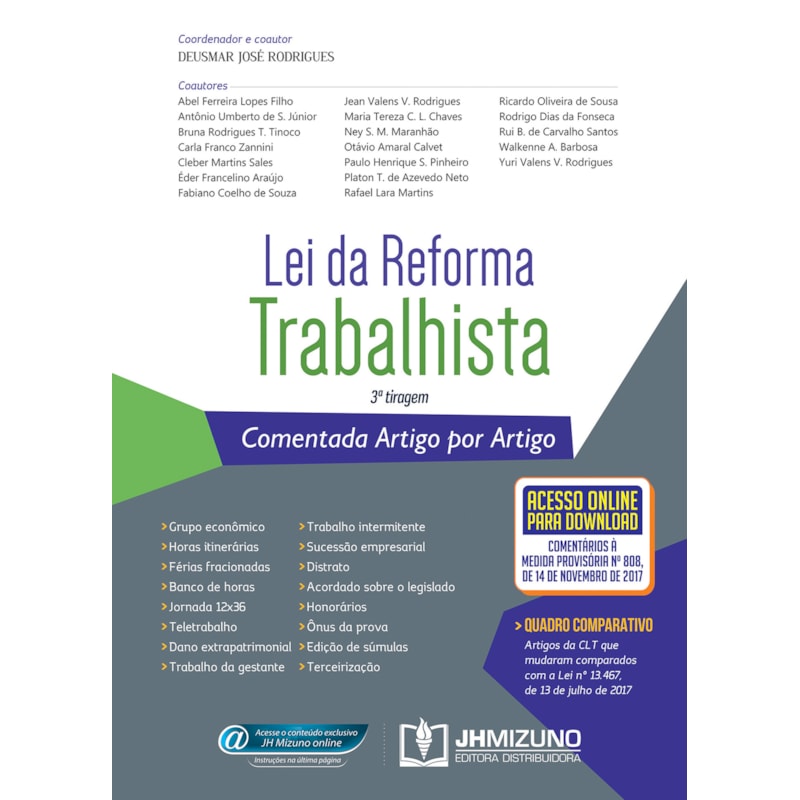LEI DA REFORMA TRABALHISTA COMENTADA ARTIGO POR ARTIGO