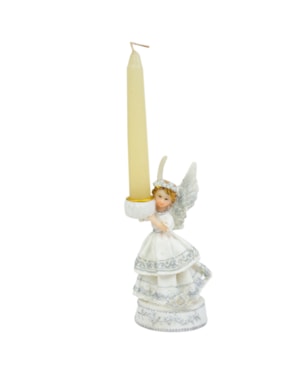 LEMBRANÇA ANJO CASTIÇAL COM VELA 13 CM DE ALTURA