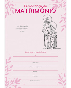 LEMBRANÇA SACRAMENTOS MATRIMONIO
