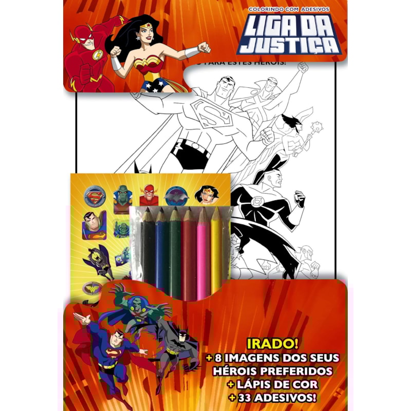 LIGA DA JUSTIÇA - COLORINDO COM ADESIVOS