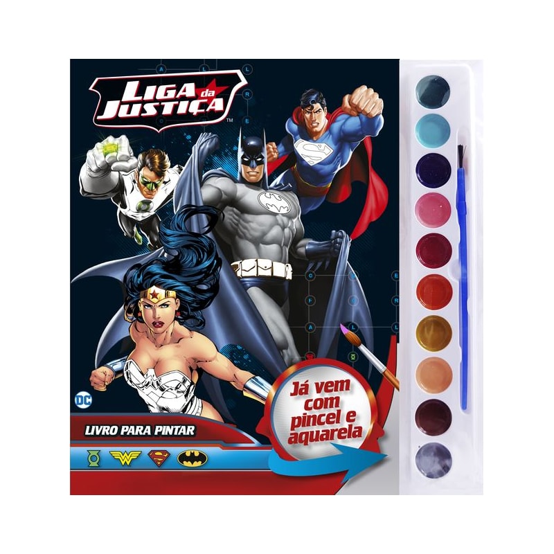 LIGA DA JUSTIÇA LIVRO PARA PINTAR COM AQUARELA