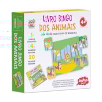 LIVRO BINGO DOS ANIMAIS COM PEÇAS DE MADEIRA