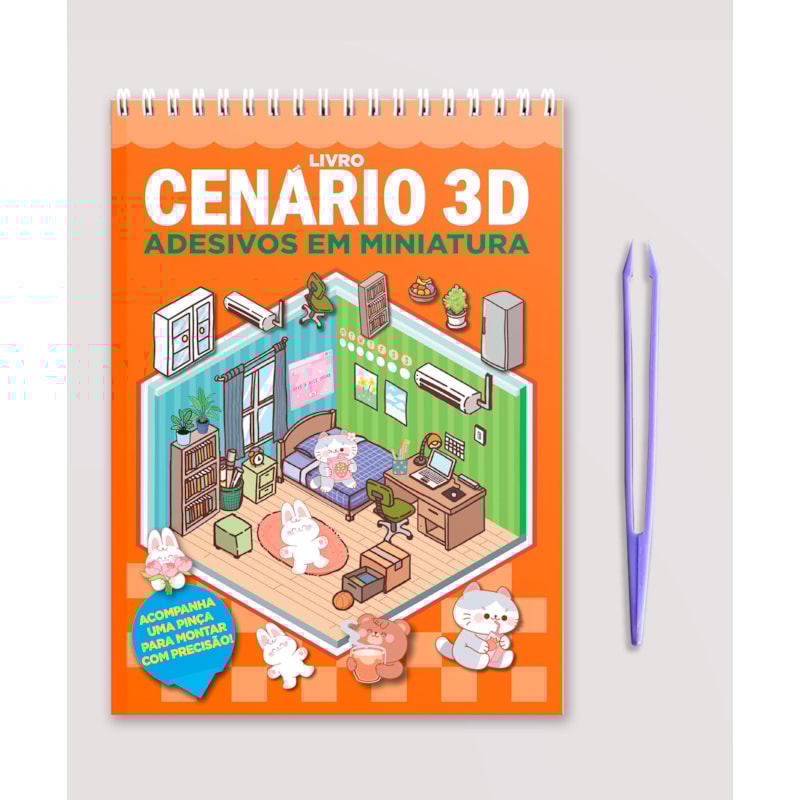 LIVRO CENÁRIO 3D - MONTE CENÁRIOS COM ADESIVOS EM MINIATURA