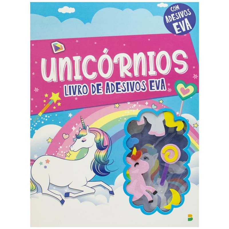 LIVRO COM ADESIVOS EM EVA: UNICÓRNIOS