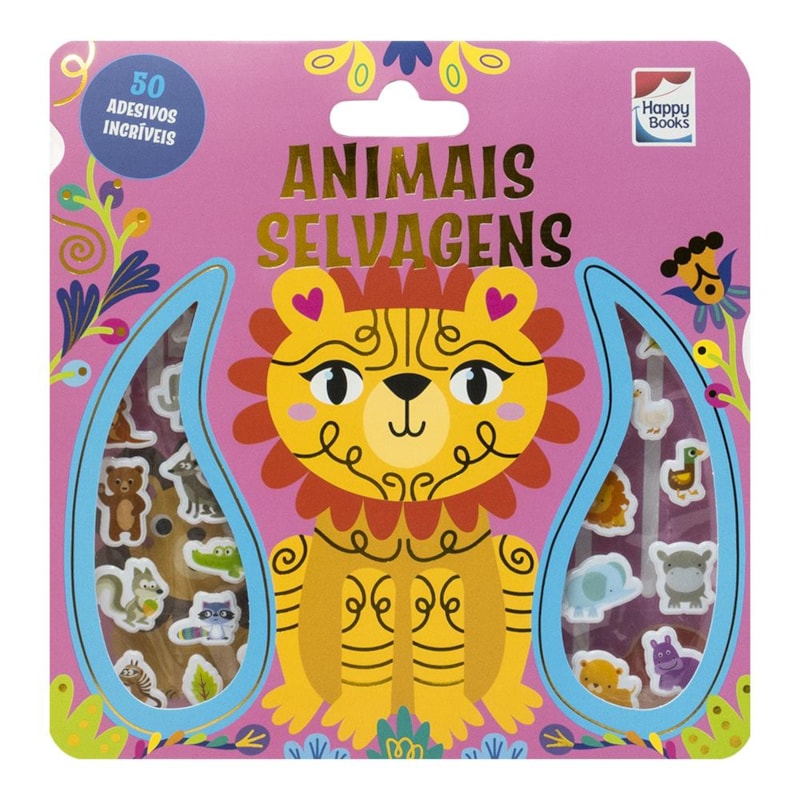 LIVRO COM ADESIVOS FOFINHOS: ANIMAIS SELVAGENS