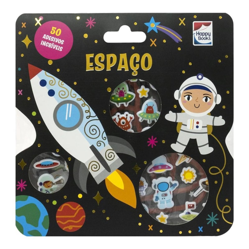 LIVRO COM ADESIVOS FOFINHOS: ESPAÇO