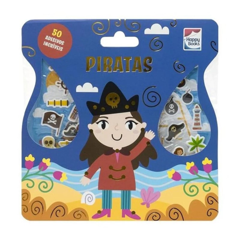 LIVRO COM ADESIVOS FOFINHOS: PIRATAS