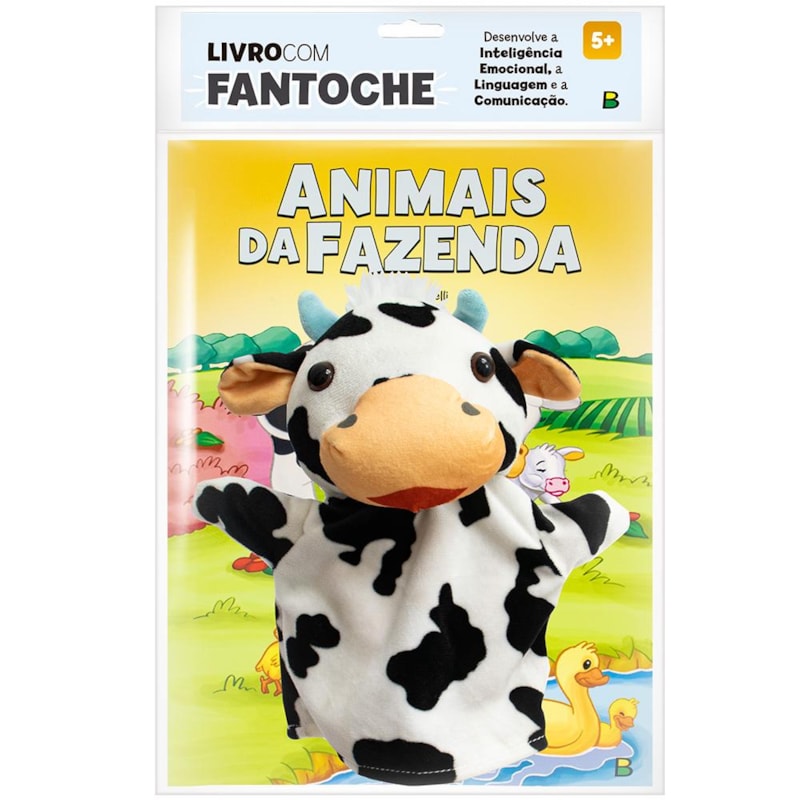 LIVRO COM FANTOCHE: ANIMAIS DA FAZENDA