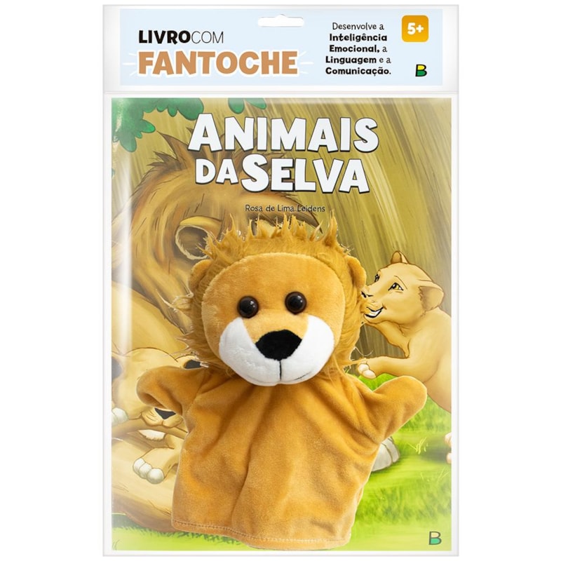 LIVRO COM FANTOCHE: ANIMAIS DA SELVA