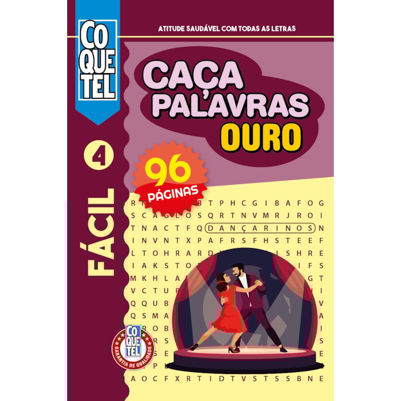 LIVRO COQUETEL CAÇA-PALAVRAS OURO 4: NÍVEL FÁCIL