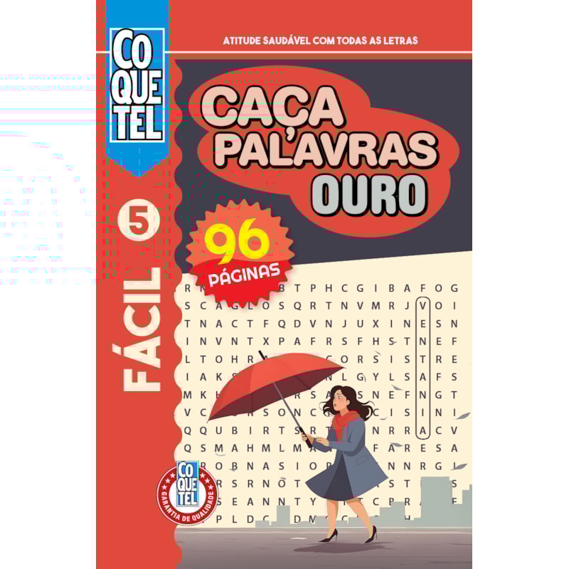 LIVRO COQUETEL CAÇA-PALAVRAS OURO 5: NÍVEL FÁCIL