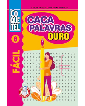 LIVRO COQUETEL CAÇA-PALAVRAS OURO 8: NÍVEL FÁCIL