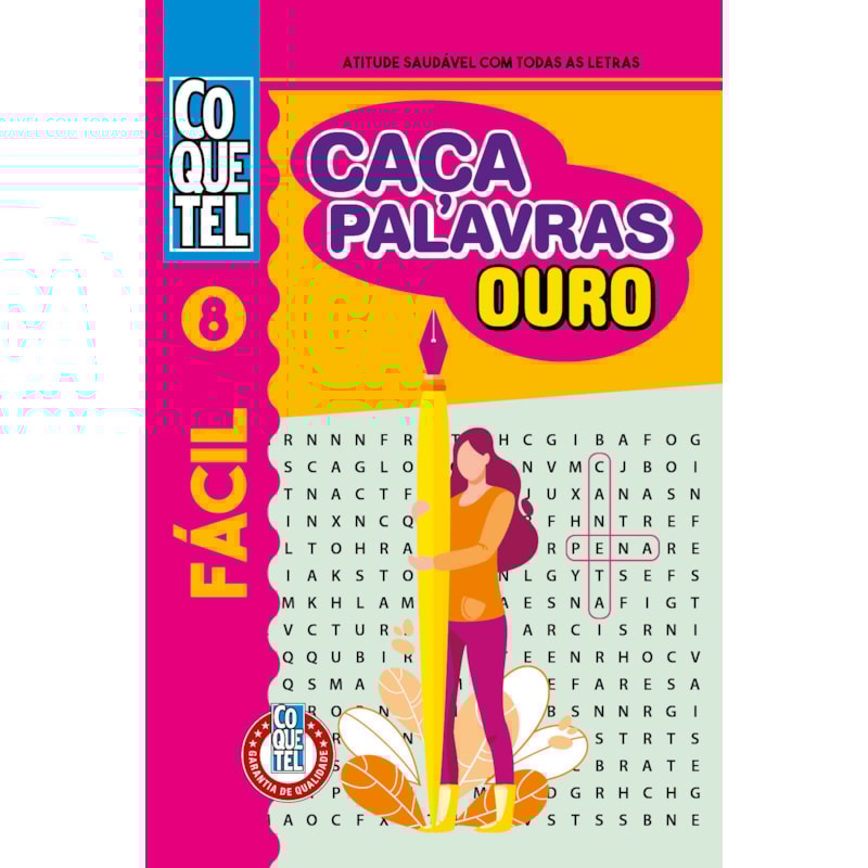 LIVRO COQUETEL CAÇA-PALAVRAS OURO 8: NÍVEL FÁCIL