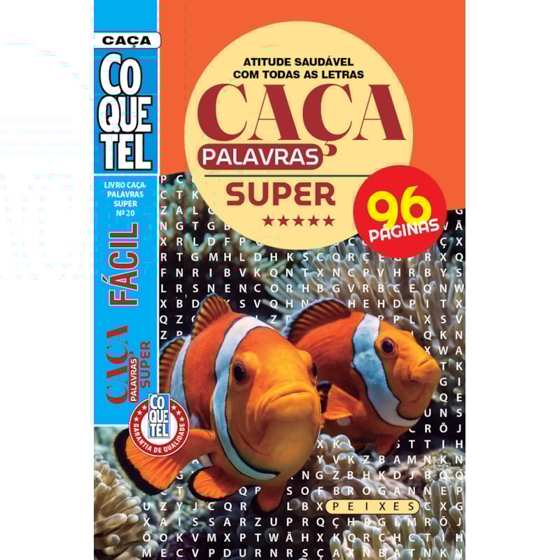 LIVRO COQUETEL CAÇA-PALAVRAS SUPER 20: ATITUDE SAUDÁVEL COM TODAS AS LETRAS