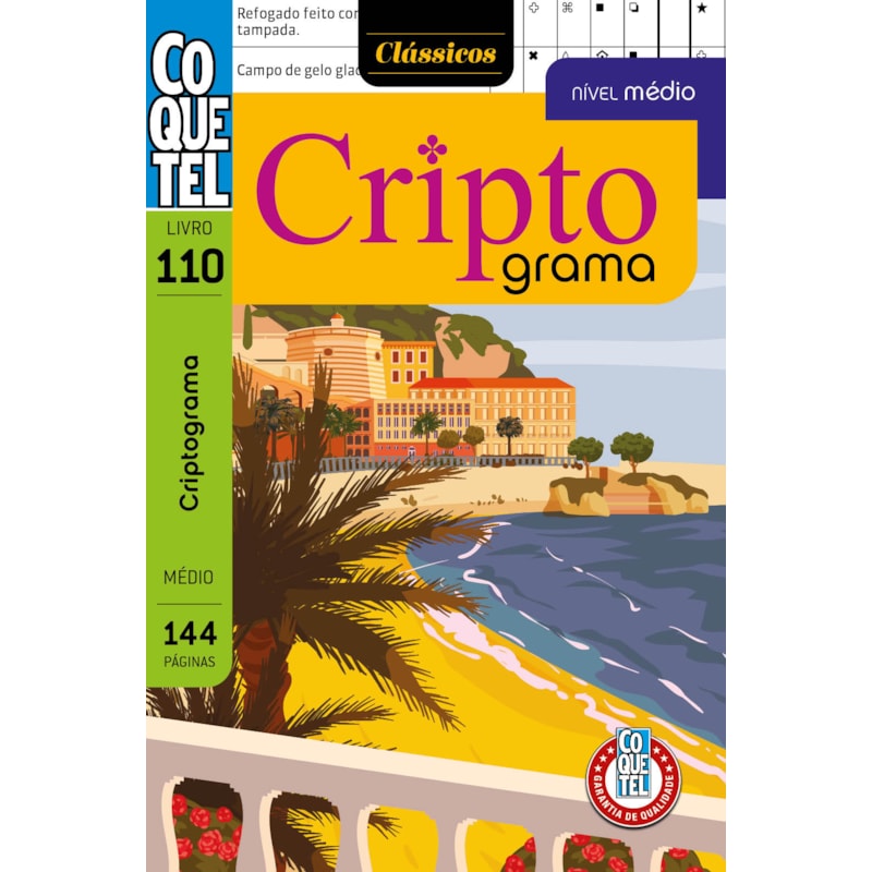 LIVRO COQUETEL CRIPTOGRAMA 110: NÍVEL MÉDIO