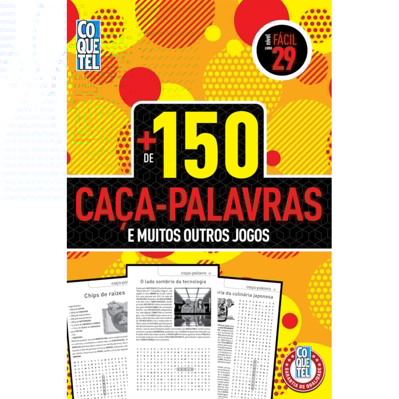 LIVRO COQUETEL MAIS 150 CAÇA-PALAVRAS E MUITOS OUTROS JOGOS NÍVEL FÁCIL ED 29