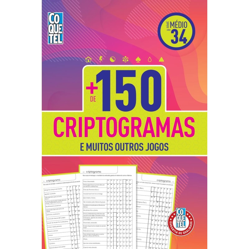 LIVRO COQUETEL MAIS DE 150 CRIPTOGRAMAS NÍVEL MÉDIO ED 34