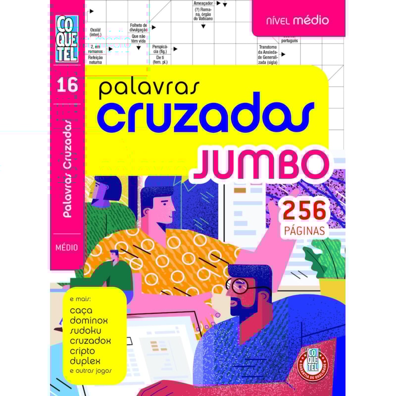 LIVRO COQUETEL PALAVRAS CRUZADAS JUMBO NÍVEL MÉDIO ED 16