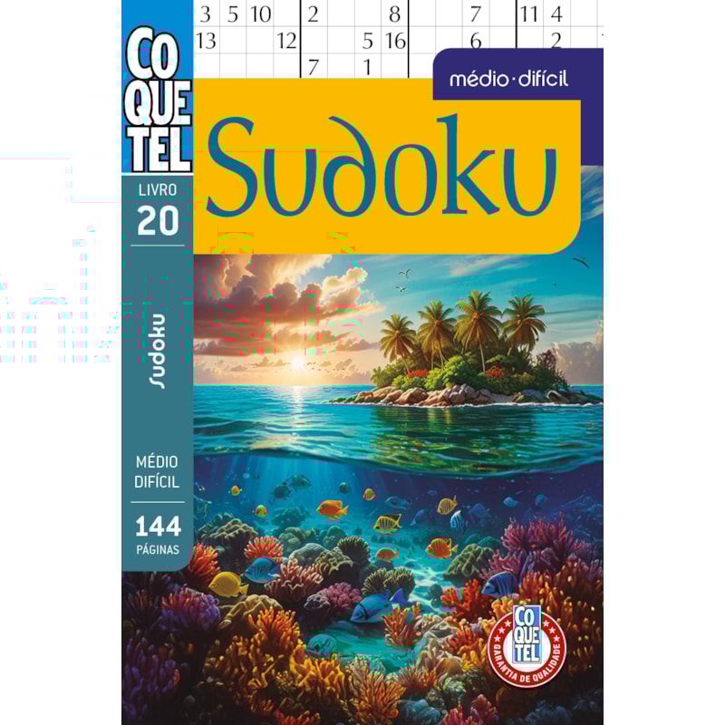 LIVRO COQUETEL SUDOKU 20: NÍVEIS MÉDIO E DIFÍCIL