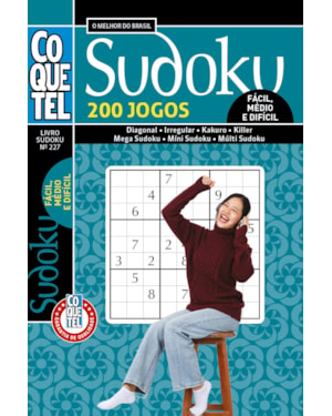LIVRO COQUETEL SUDOKU 227: FÁCIL, MÉDIO E DIFÍCIL