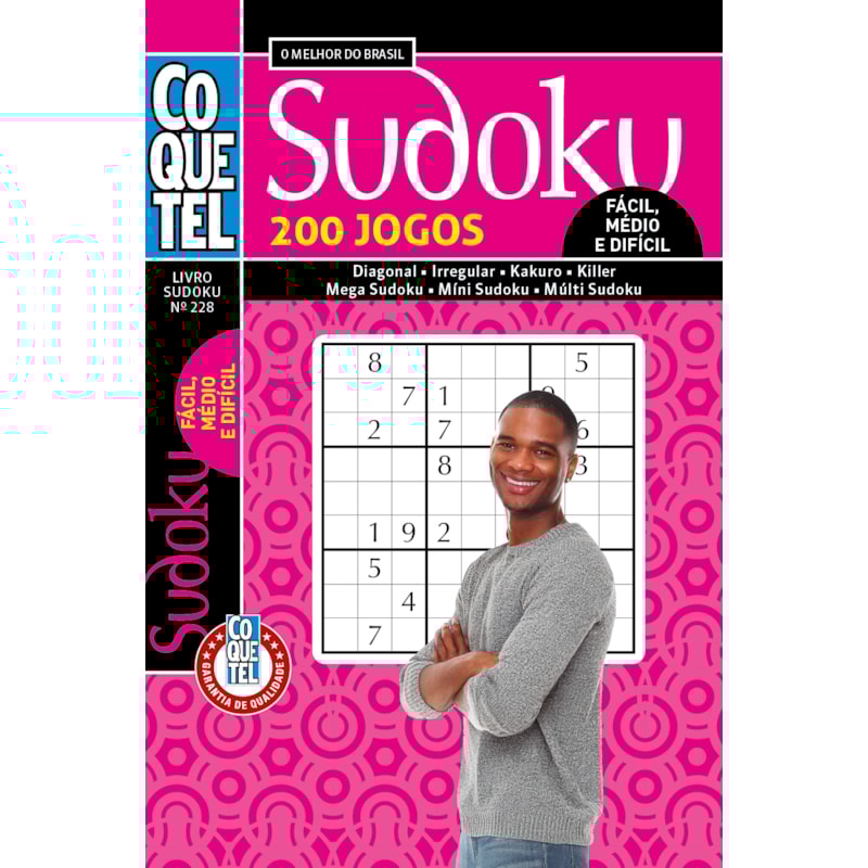 LIVRO COQUETEL SUDOKU 228: FÁCIL, MÉDIO E DIFÍCIL