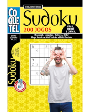 Livro coquetel sudoku 231 | 200 jogos: níveis fácil, médio e difícil