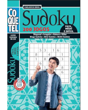 Livro coquetel sudoku 233 | 200 jogos: níveis fácil, médio e difícil