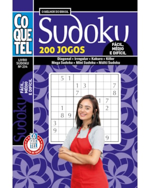 Livro coquetel sudoku 234: níveis fácil, médio e difícil