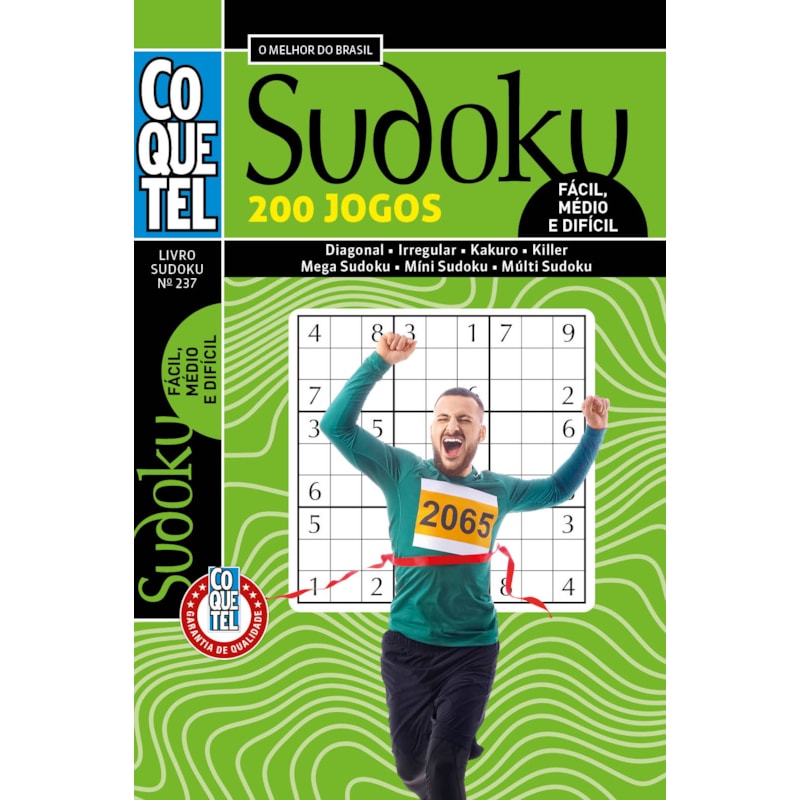 LIVRO COQUETEL SUDOKU 237 S/P: NÍVEIS FÁCIL, MÉDIO E DIFÍCIL