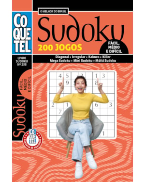 LIVRO COQUETEL SUDOKU 238: NÍVEIS FÁCIL, MÉDIO E DIFÍCIL
