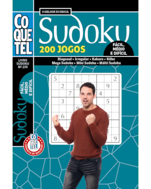 LIVRO COQUETEL SUDOKU 239: NÍVEIS FÁCIL, MÉDIO E DIFÍCIL