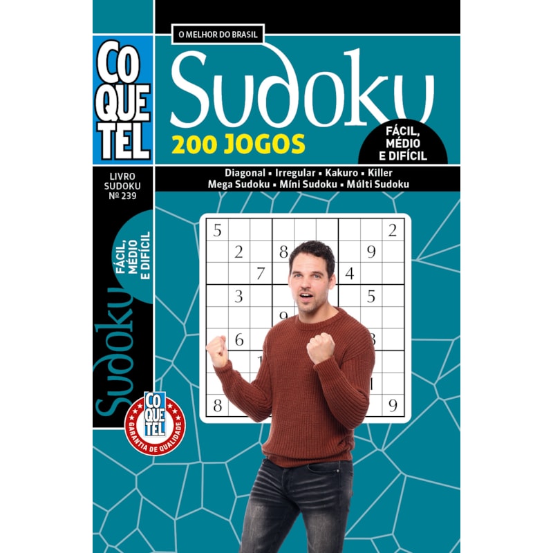 LIVRO COQUETEL SUDOKU 239: NÍVEIS FÁCIL, MÉDIO E DIFÍCIL
