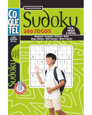 LIVRO COQUETEL SUDOKU 241: NÍVEIS FÁCIL, MÉDIO E DIFÍCIL