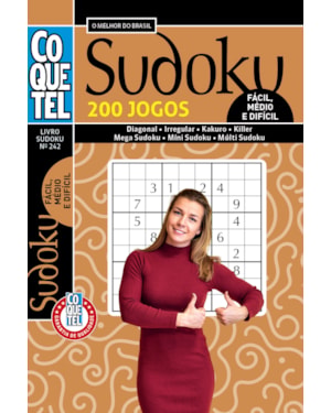 LIVRO COQUETEL SUDOKU 242: NÍVEIS FÁCIL, MÉDIO E DIFÍCIL