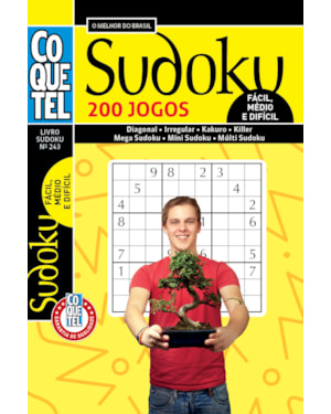 LIVRO COQUETEL SUDOKU 243: NÍVEIS FÁCIL, MÉDIO E DIFÍCIL