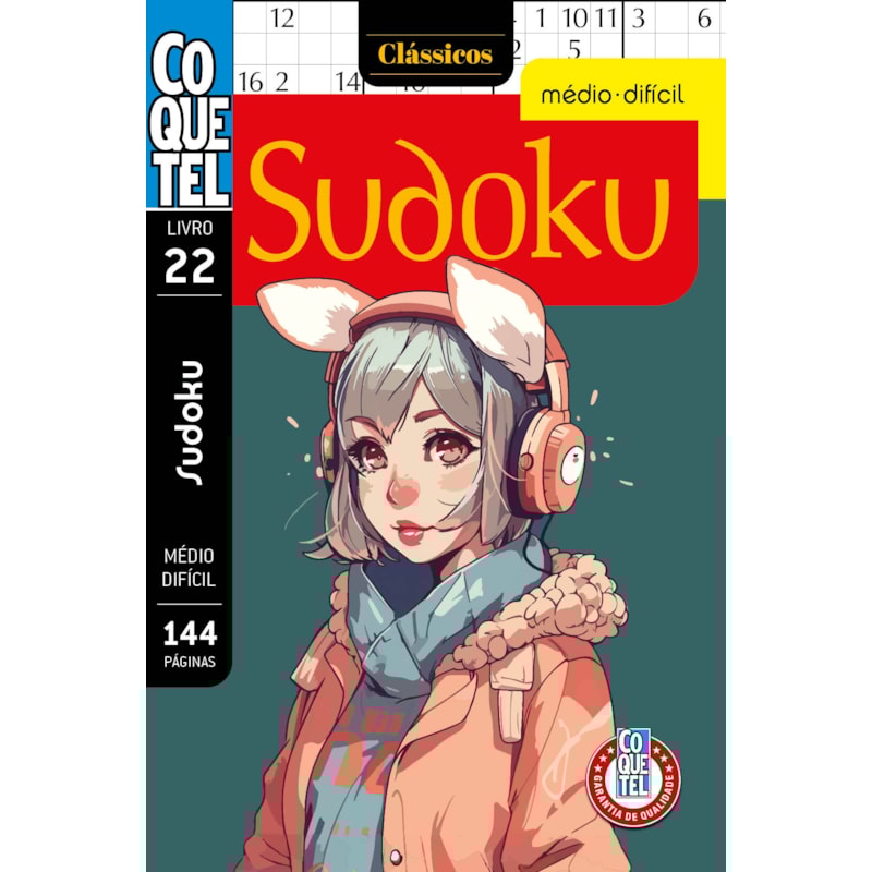 LIVRO COQUETEL SUDOKU MÉDIO-DIFÍCIL 22: NÍVEIS FÁCIL E MÉDIO