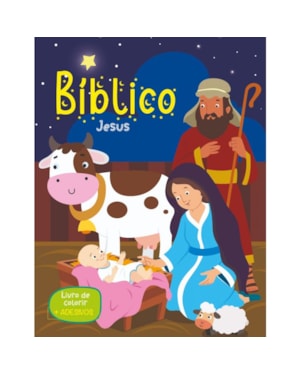 Livro de colorir com adesivos - Jesus