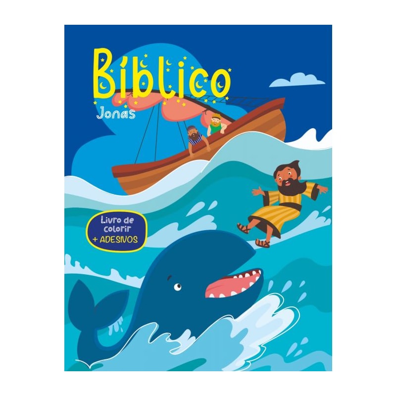 Livro de colorir com adesivos - Jonas