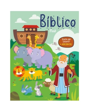 Livro de colorir com adesivos - Noé