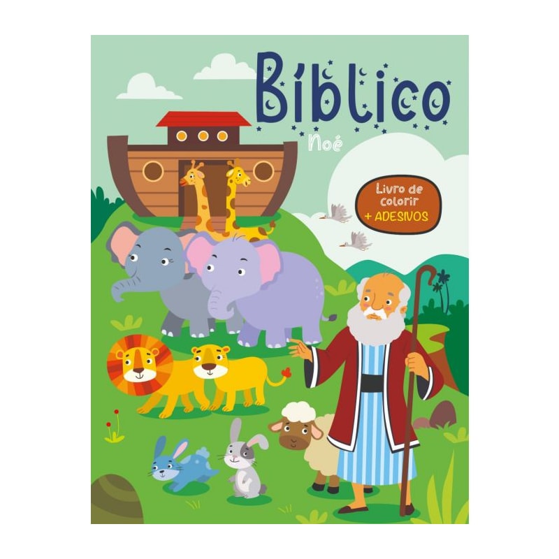 Livro de colorir com adesivos - Noé