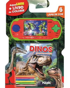 LIVRO DE COLORIR DINOSSAUROS + AQUA GAME