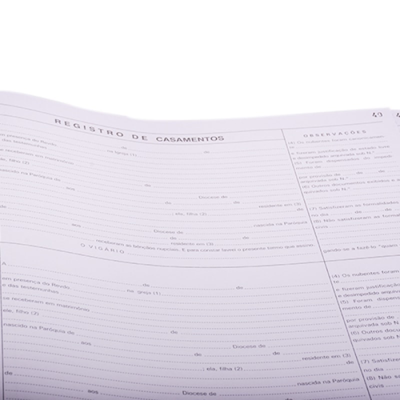 LIVRO DE REGISTRO CASAMENTO COM EFEITO CÍVIL COM ÍNDICE COM 200 FOLHAS 400 TERMOS